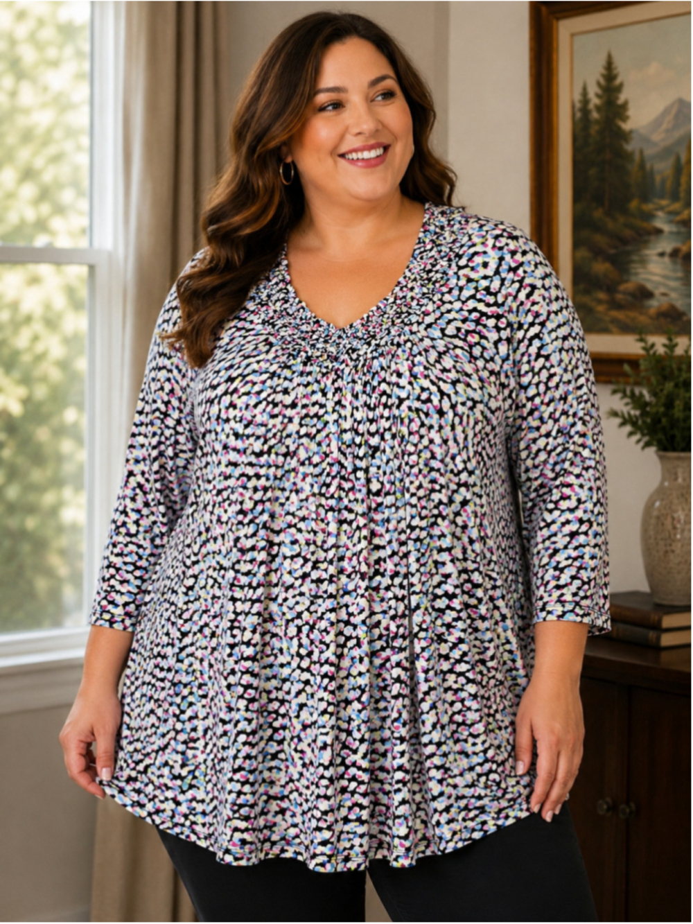 NEW DIRECTIONS WOMAN Tunic Black Multi-color Women’s Size 3X